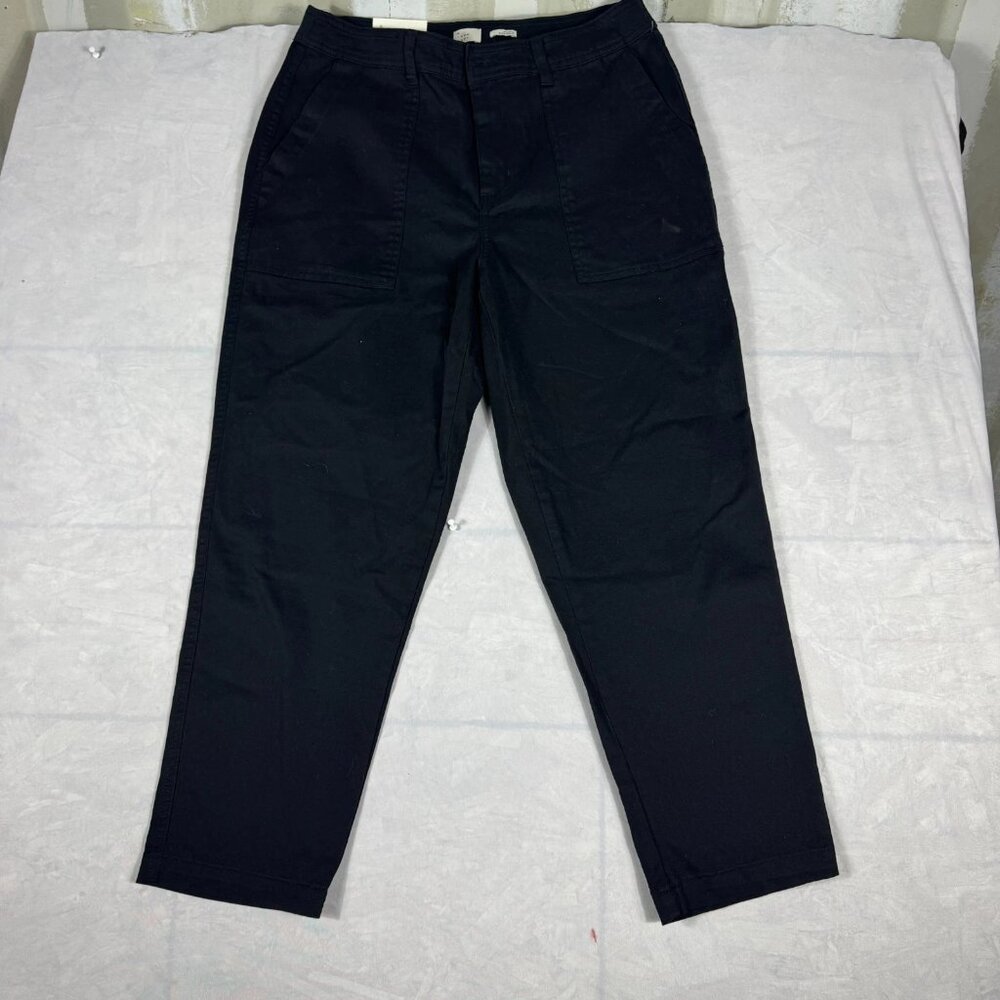 A New Day Slim Fit Utility Pants Womens Black High Rise‎ Stretch Size 12R NWT